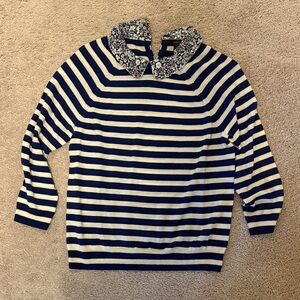 J. Crew Liberty Floral Peter Pan Collar Striped Tippi Sweater Small